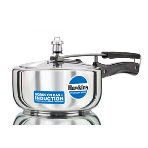 HAWKINS Hawkins Stainless Steel Induction Compatible Pressure Cooker,3  Litre,Silver (HSS3W) Wide,Medium